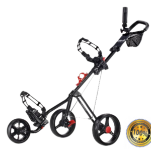 CaddyTek SuperLite Deluxe Golf Push Cart, Bla...